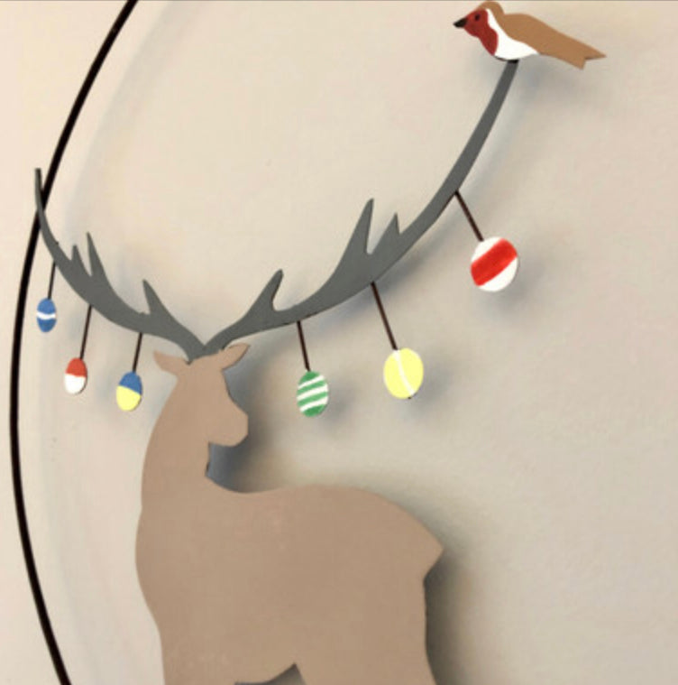 Bauble stag wreath Christmas decoration by Shoeless Joe