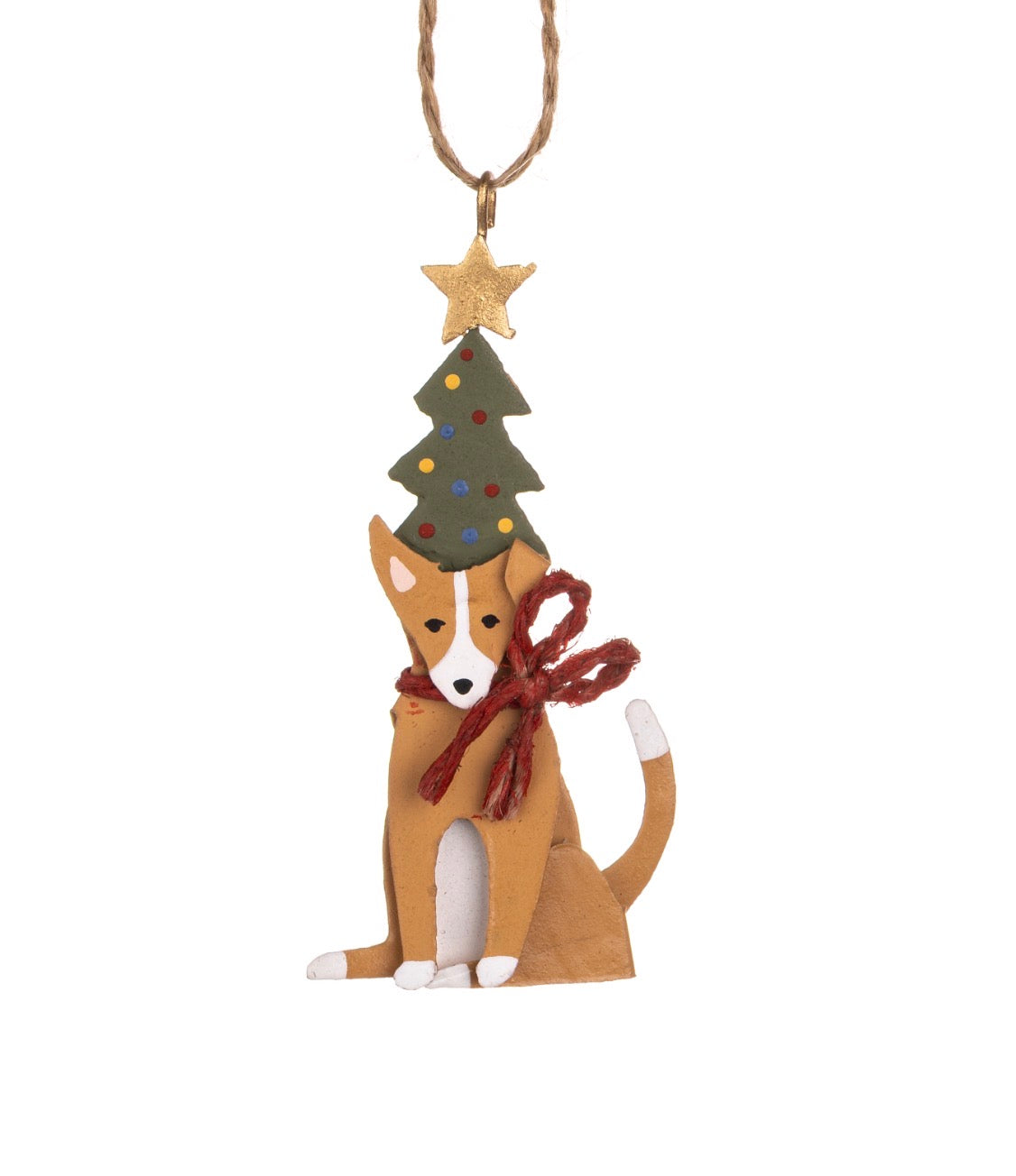 Fido the Tan Dog with Tree Hat Hanging Tree decoration