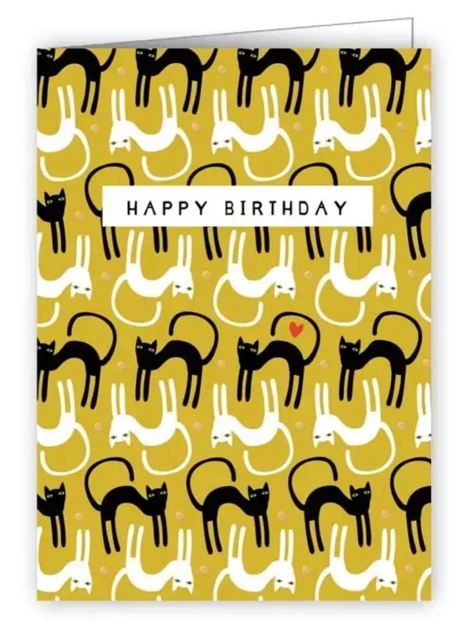 Black & White Cats mini Birthday card