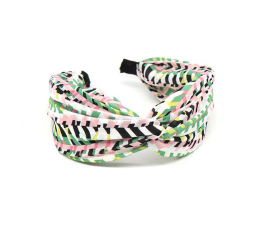 Green mix jazzy geo print headband/ hairband by POM