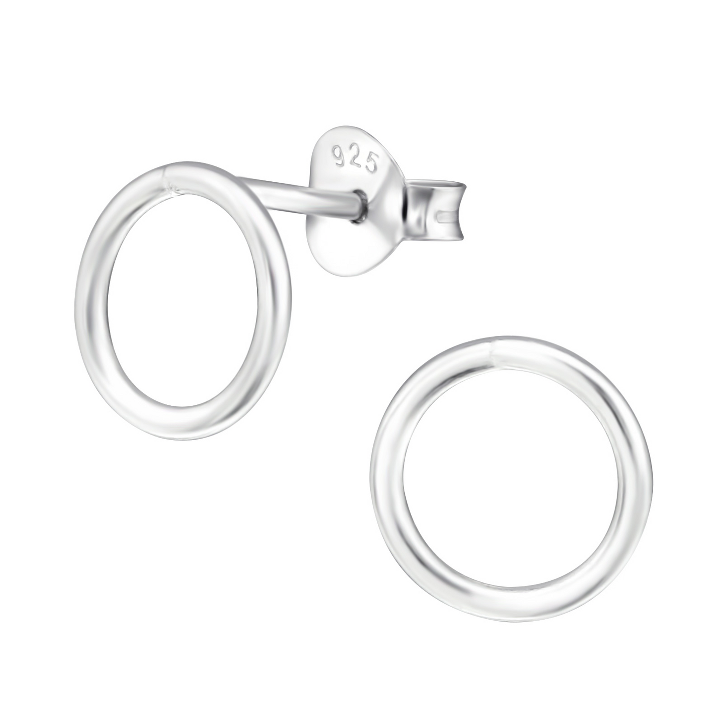 Open circle sterling silver stud earrings