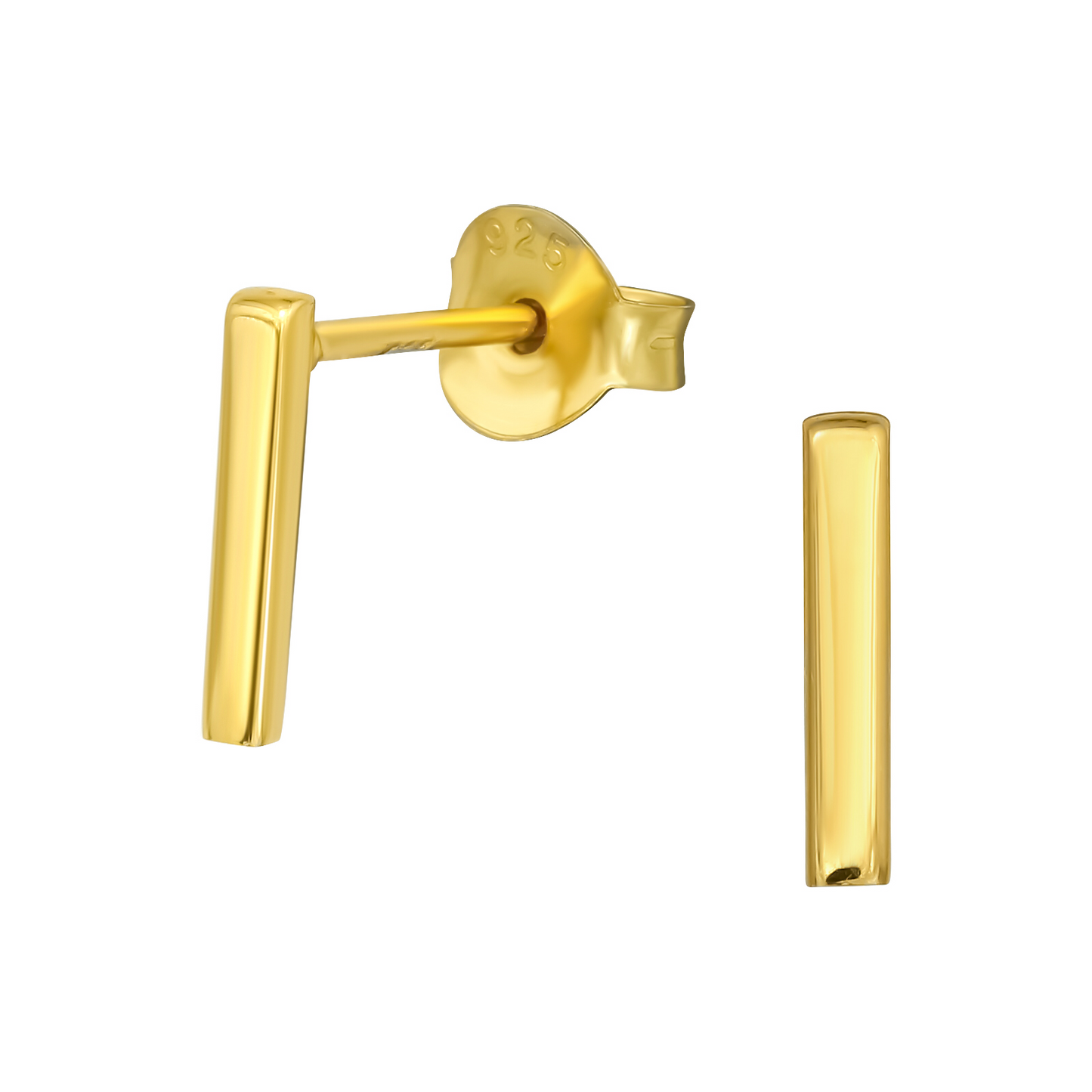 Gold bar stud earrings.