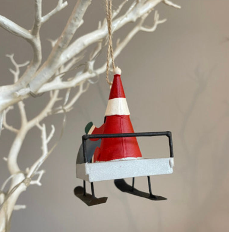Santa in a skidoo hanging Christmas decoration by Shoeless Joe