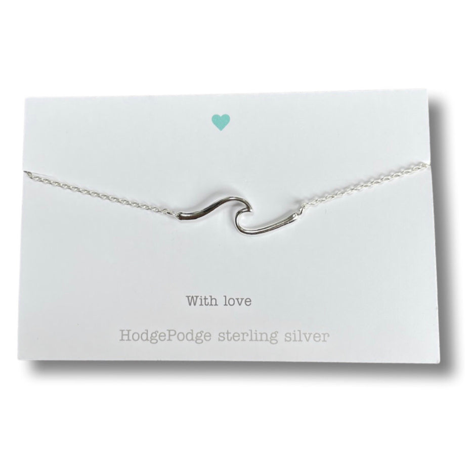 Wave link necklace sterling silver. Ocean wave