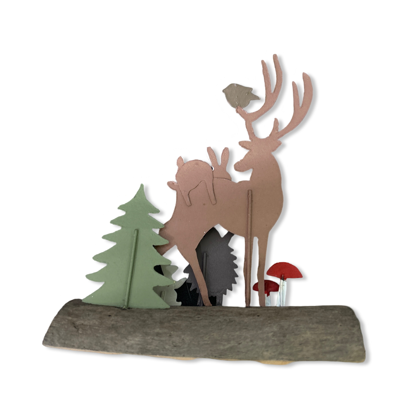 Deer & woodland animals standing Christmas decoration by Shoeless Joe