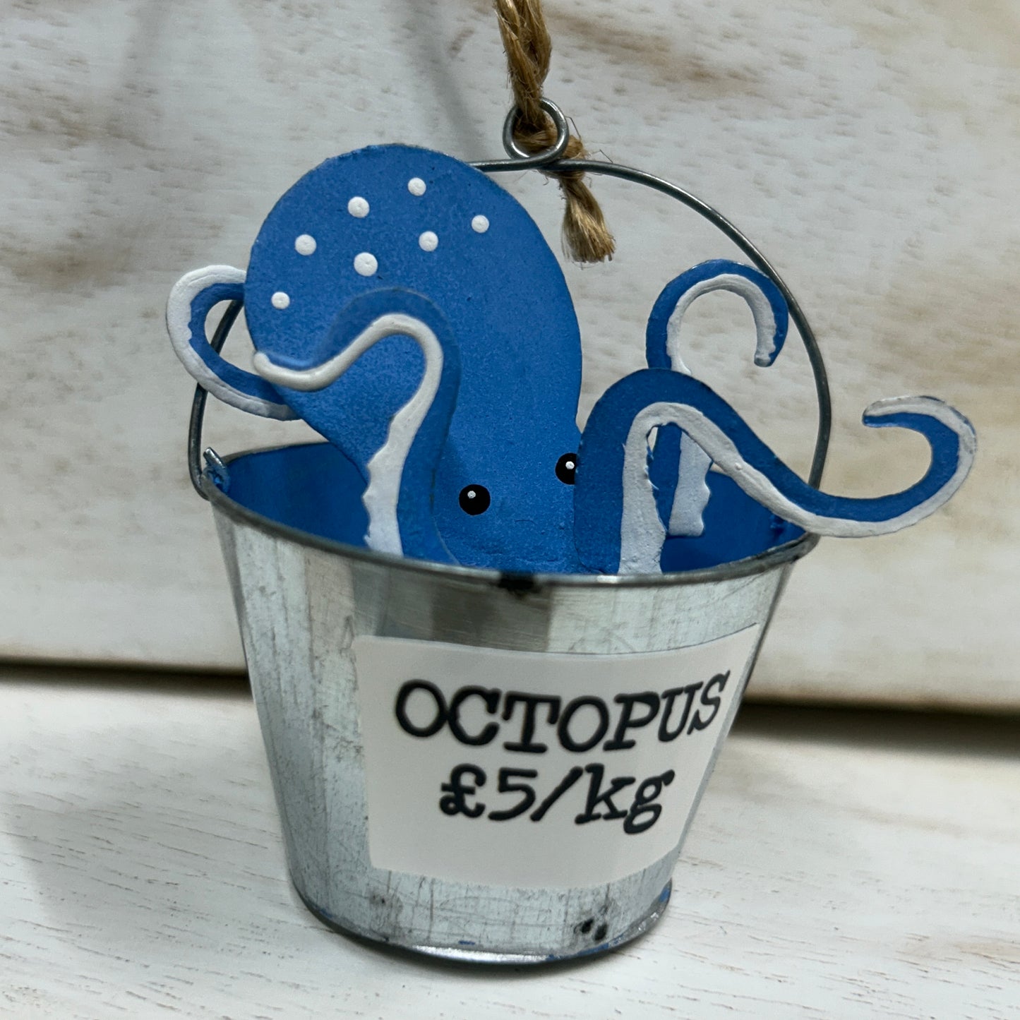 Octopus in a bucket hanging decoration