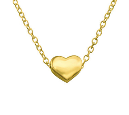 Gold plate heart bead necklace