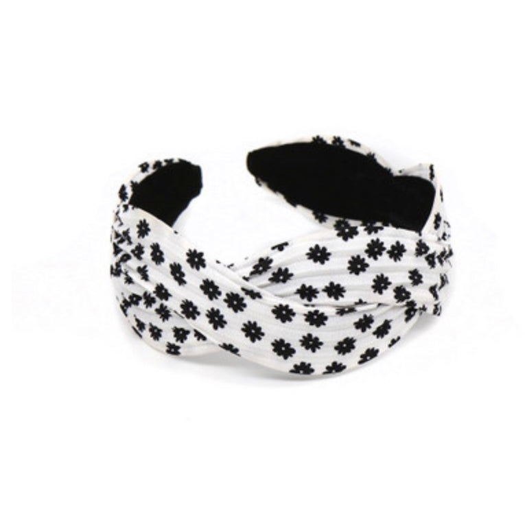 White daisy print wave headband by POM