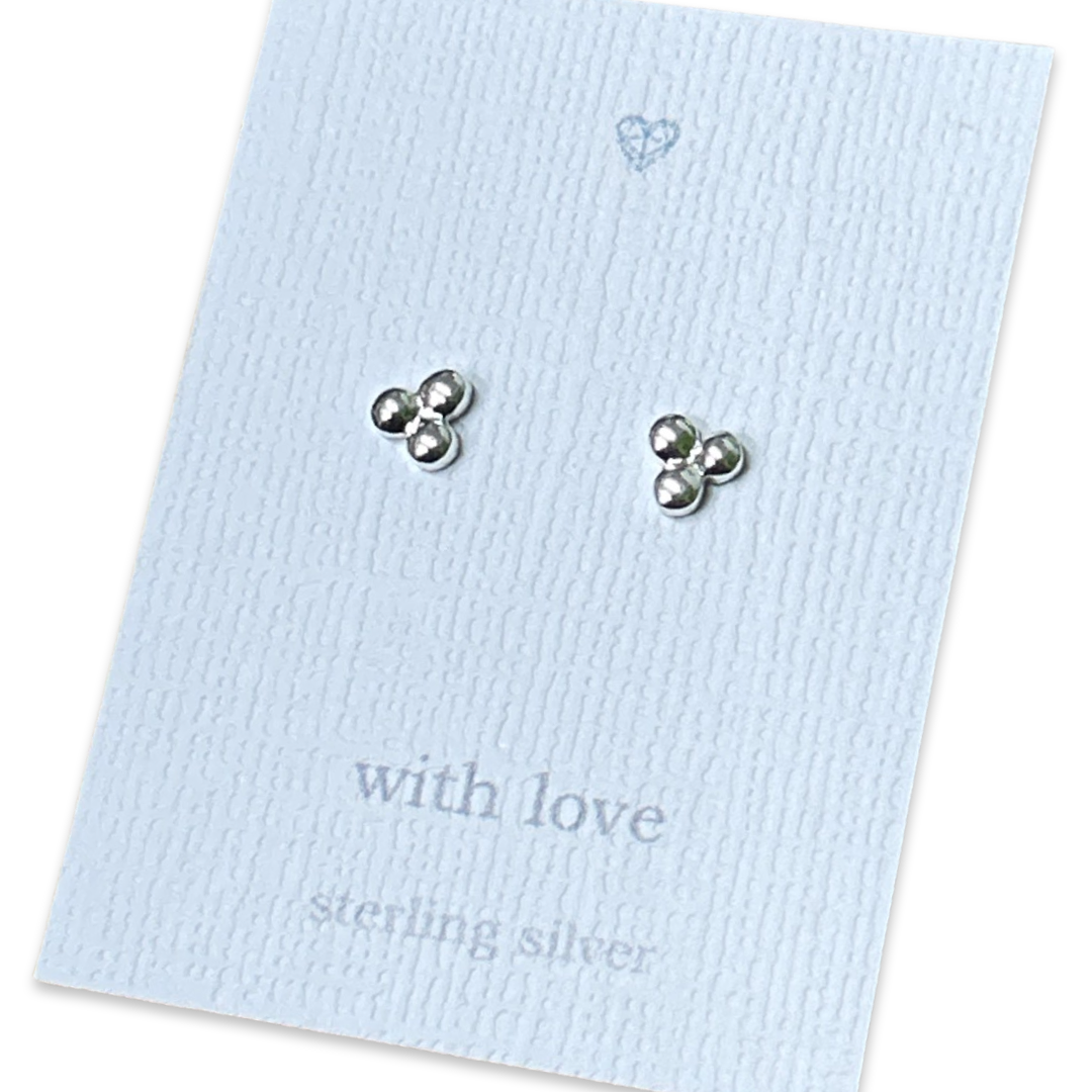 Triple ball sterling silver stud earrings