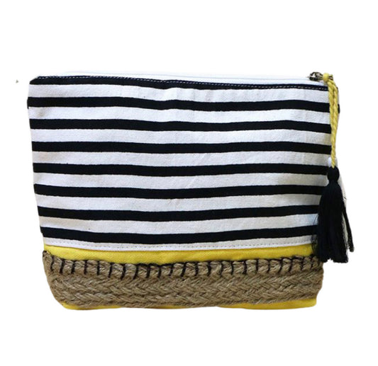 Yellow stripe purse/make-up bag