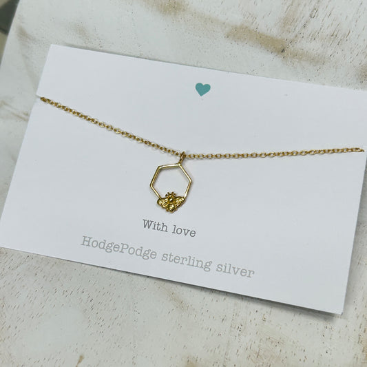 Gold bee necklace