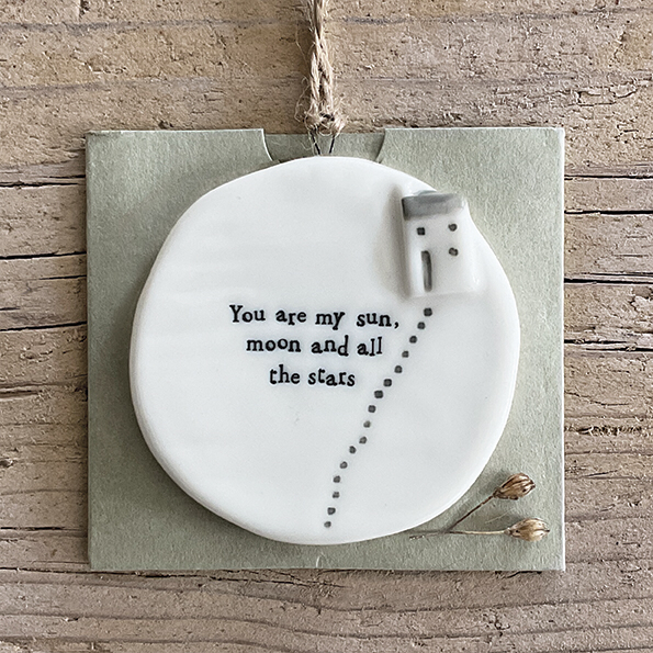 You are my sun, moon and all the stars. Porcelain hanging moon by East of India