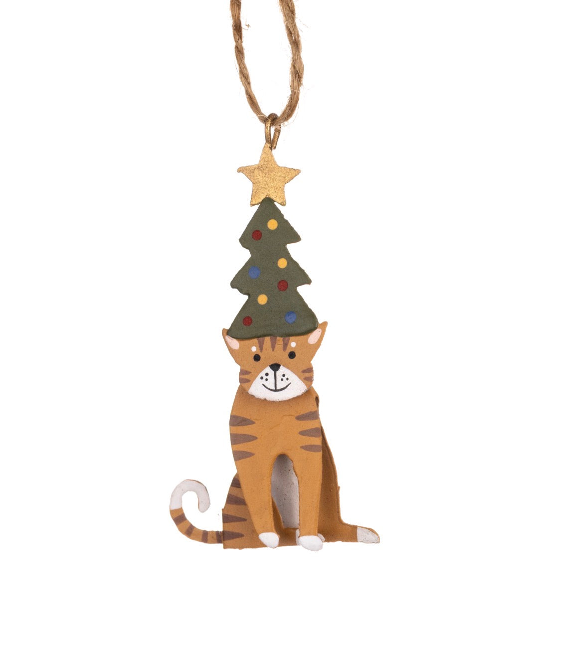 Toby the Tabby Cat with Tree Hat christmas tree decoration