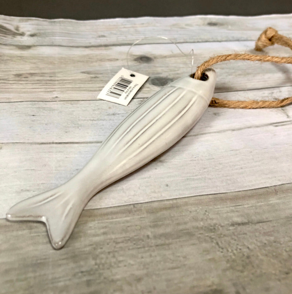 Ceramic hanging fish by Shoeless Joe