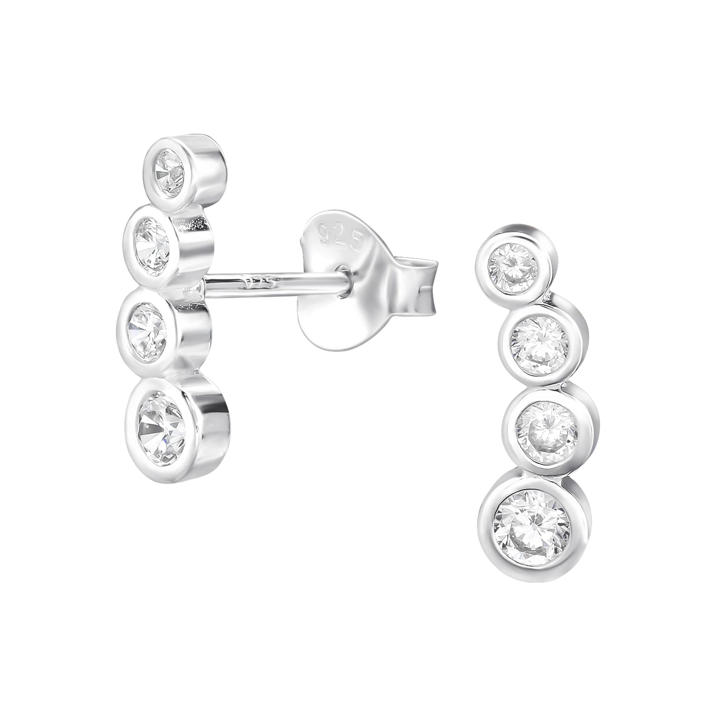 Sterling silver cubic zirconia bubbles stud earrings