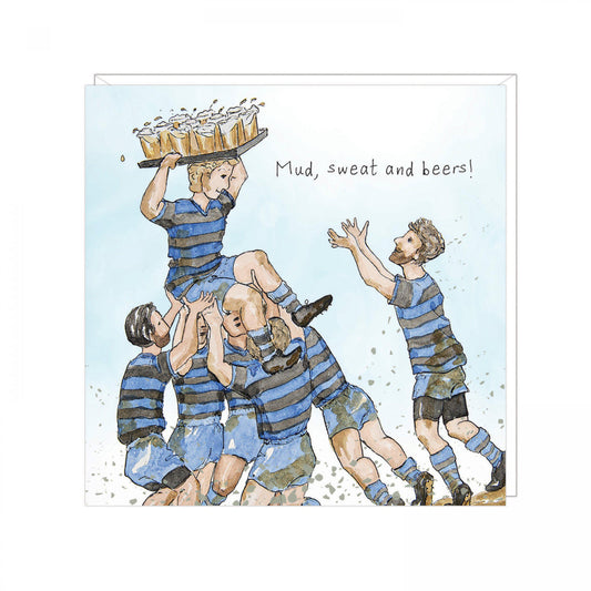 Birthday card- Mud,sweat & Beers  (Rugby)