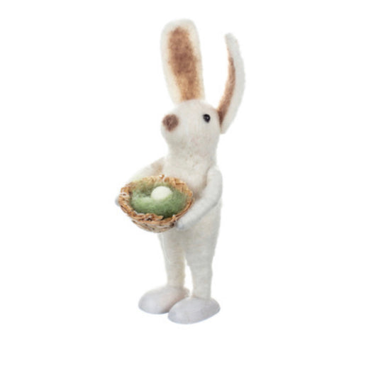 Ester with eggs, Easter bunny felted ornament by Shoeless Joe
