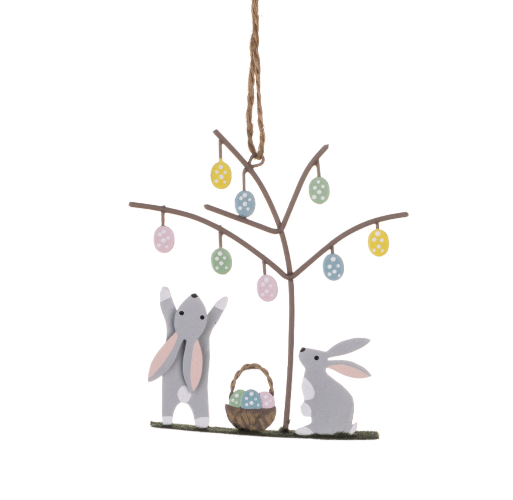 Bunnies with Easter Tree Hanging decoration
