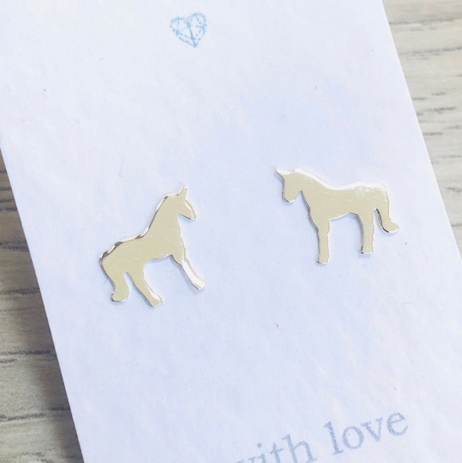 Unicorn Sterling Silver stud earrings.