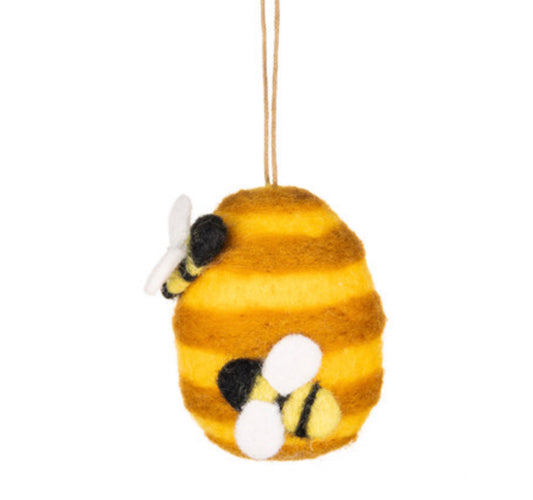 Felt bee hive hanging decoration by Shoeless Joe