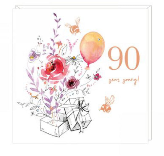 90 years young birthday card