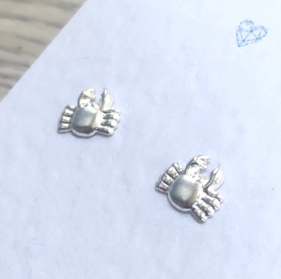 Crab stud earrings sterling silver