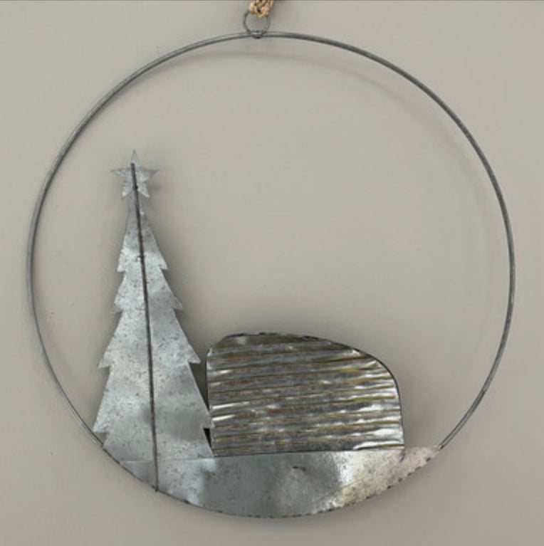 Caravan with Christmas tree wreath by Shoeless Joe