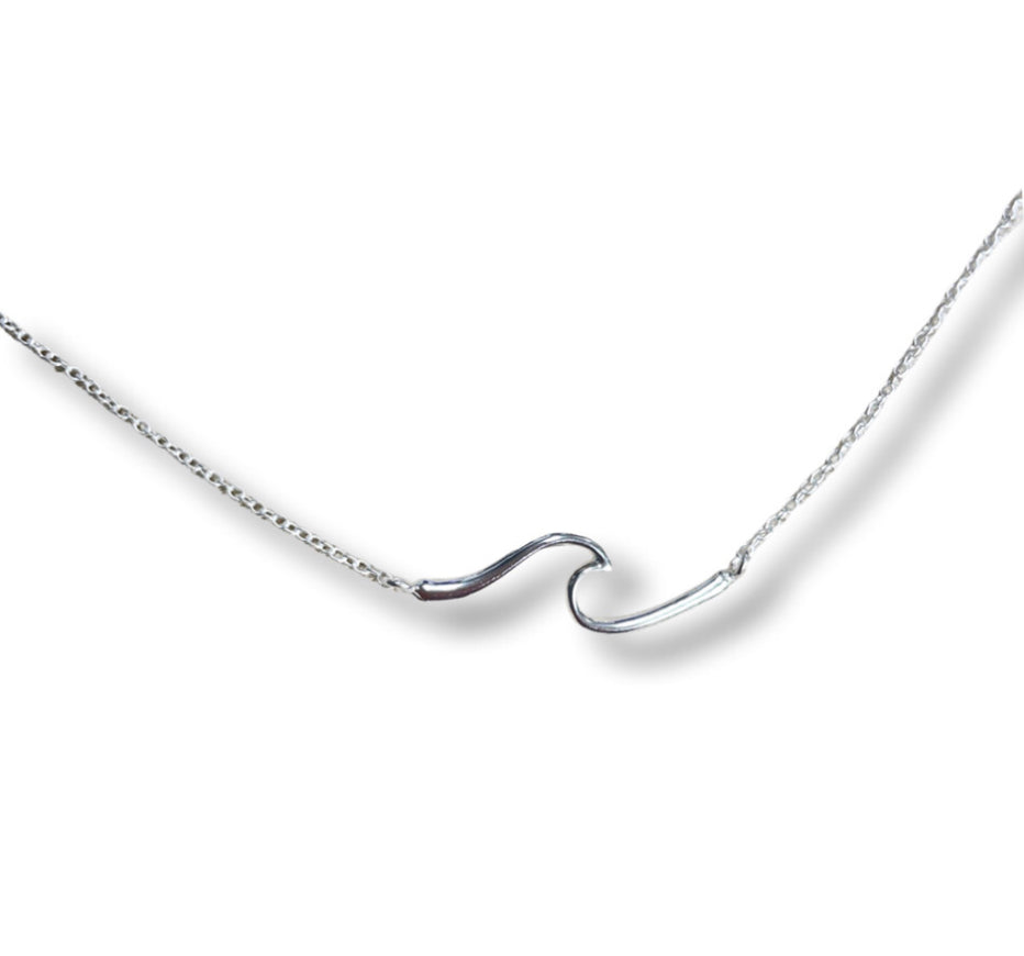 Wave link necklace sterling silver. Ocean wave