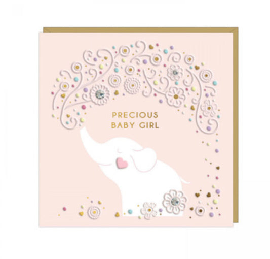 Baby girl card- elephant