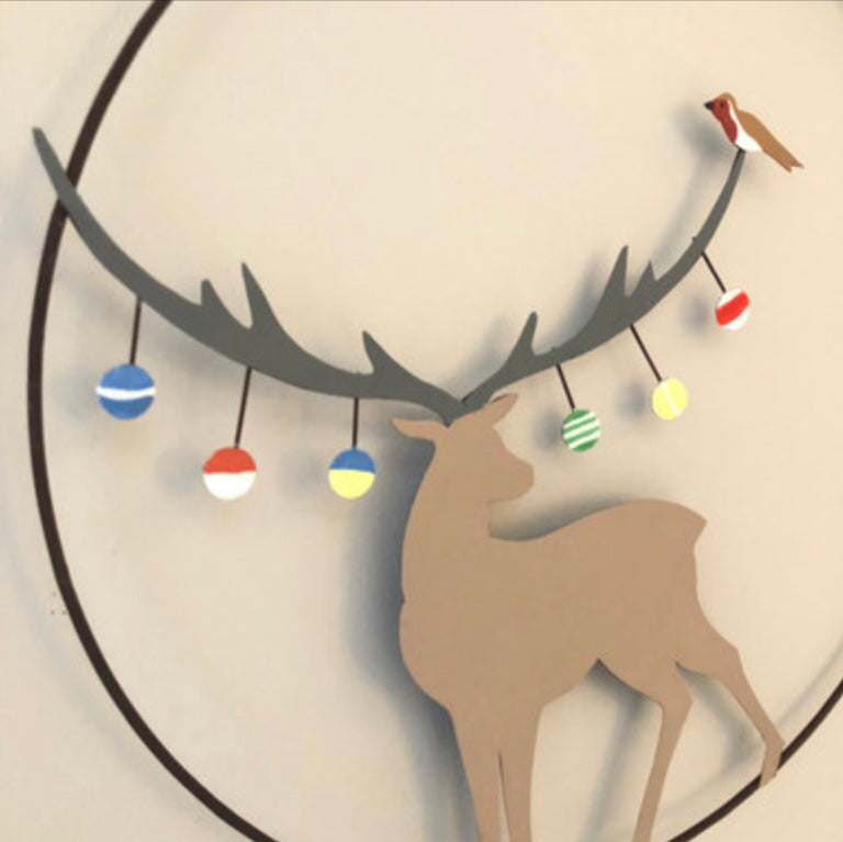 Bauble stag wreath Christmas decoration by Shoeless Joe
