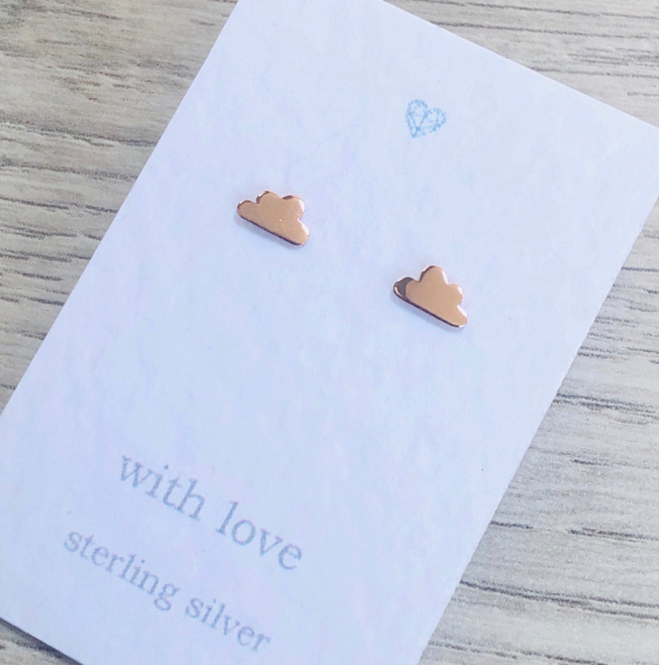 Rose gold cloud stud earrings