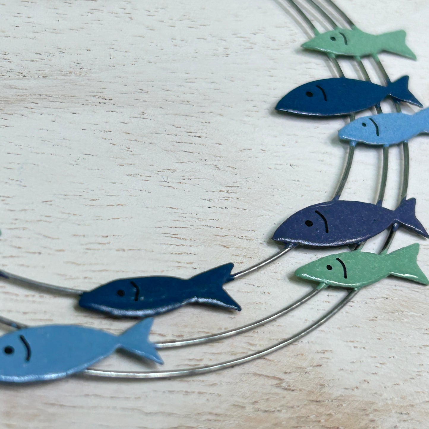 Blue shoal ring of fish hanging decoration