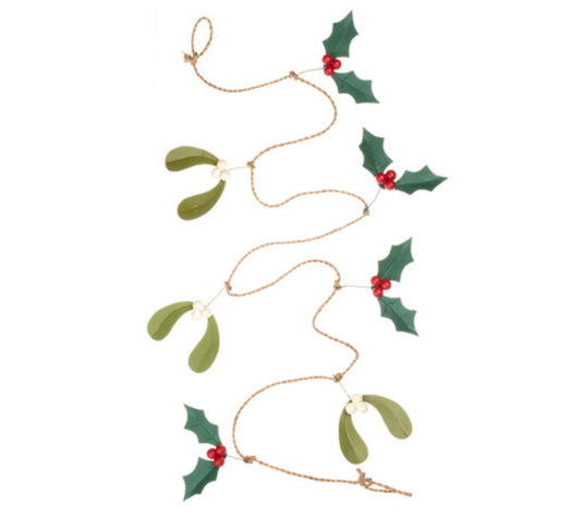 Holly & mistletoe  Christmas Garland festive bunting by Shoeless Joe