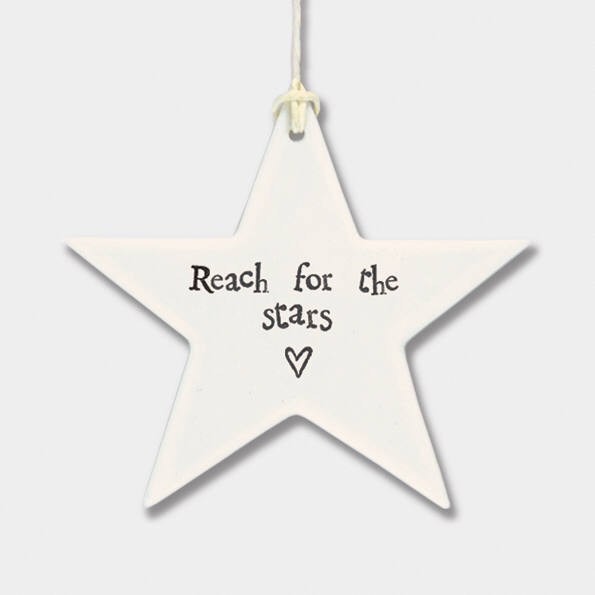 Reach for the stars , ceramic hanging star by East of India