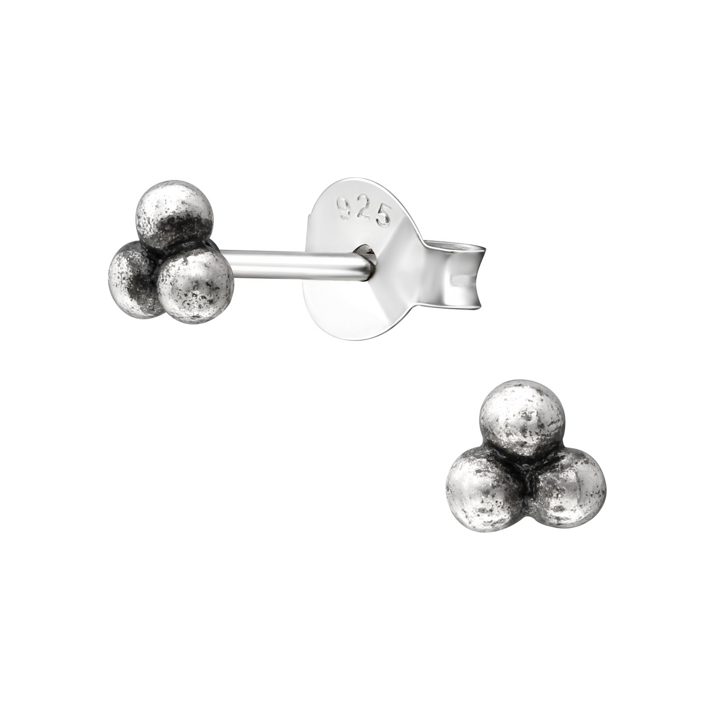 Triple ball trefoil dark silver studs
