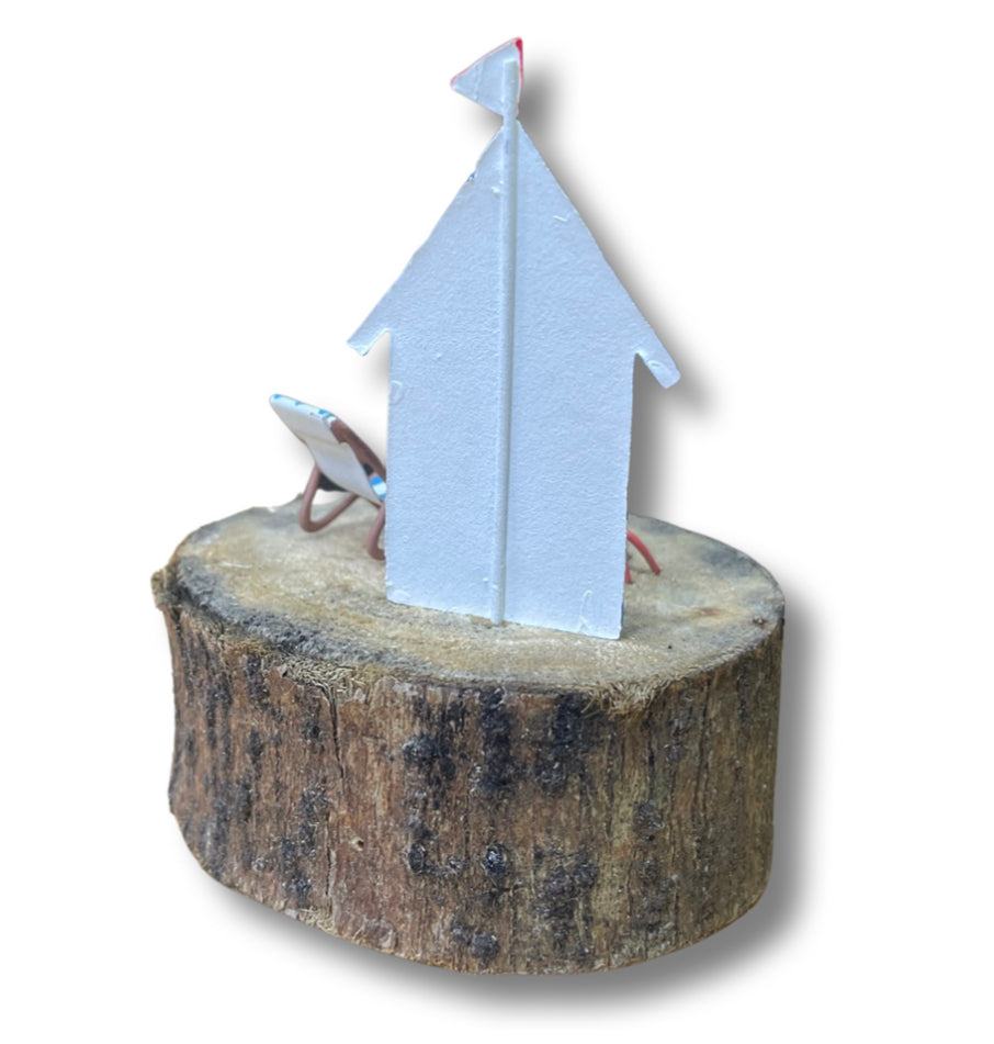 Beach hut and deck chair scene ornament by Shoeless Joe