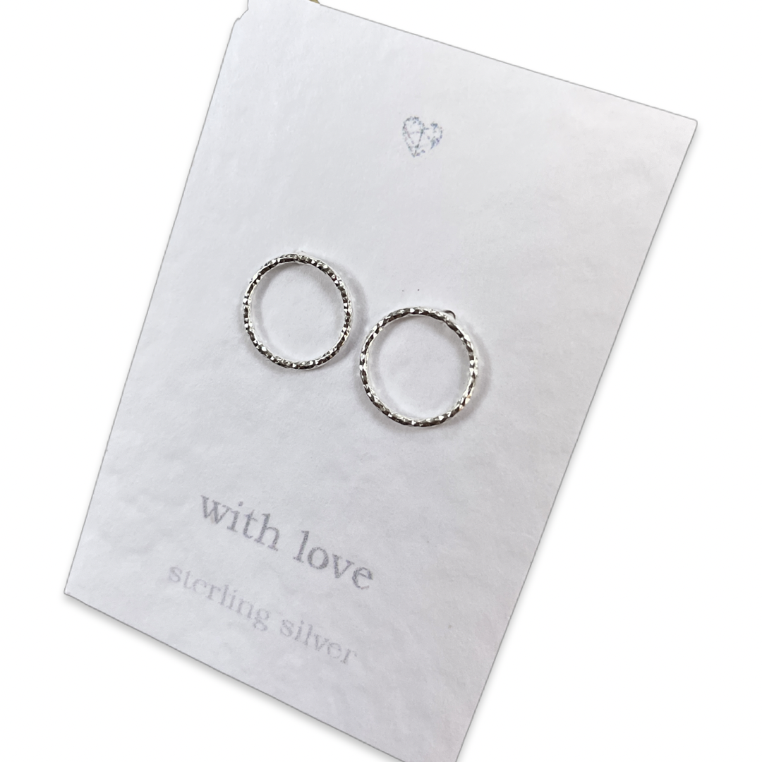 Open circle sterling silver earrings