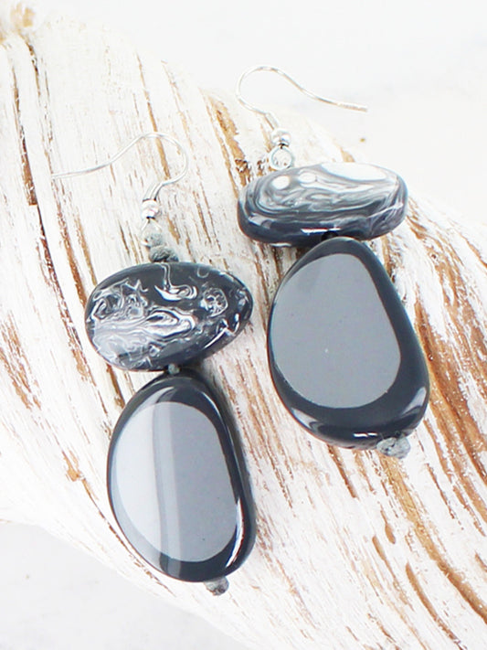Grey resin bead earrings by Suzie Blue