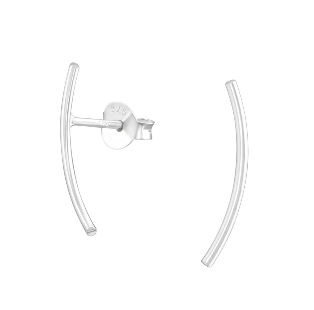 Curved line sterling silver stud earrings