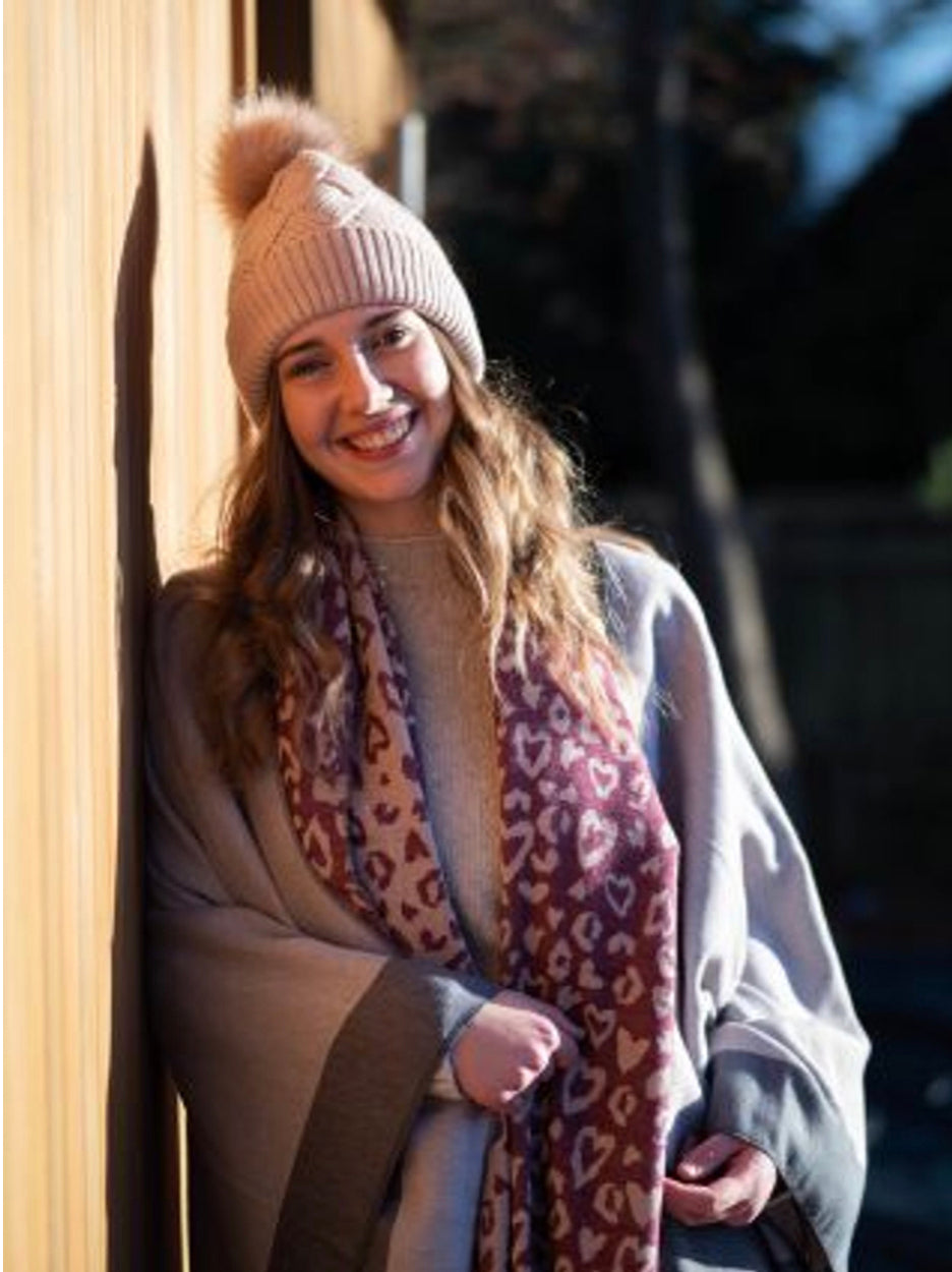 Red reversible animal print heart scarf by POM