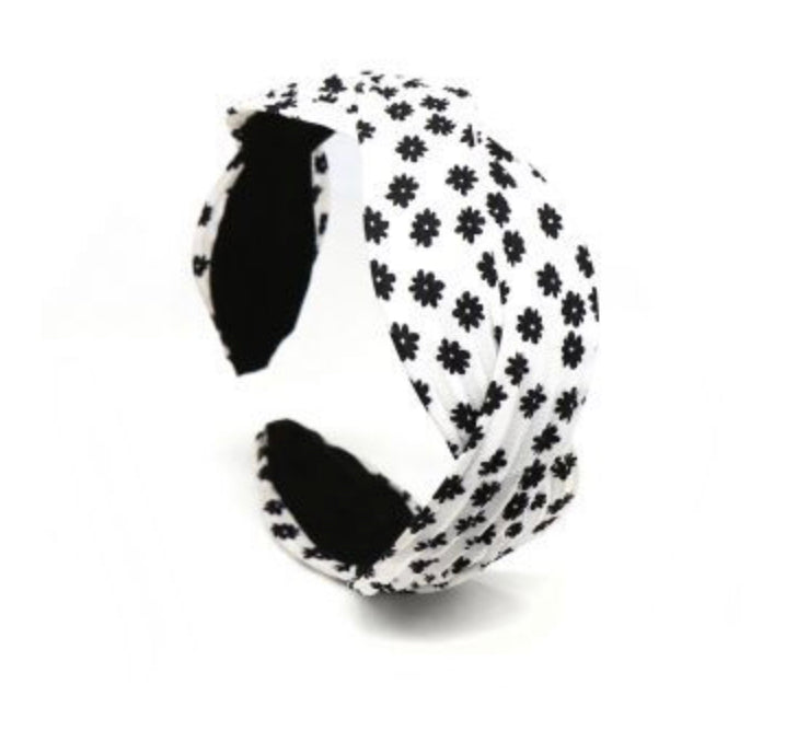 White daisy print wave headband by POM