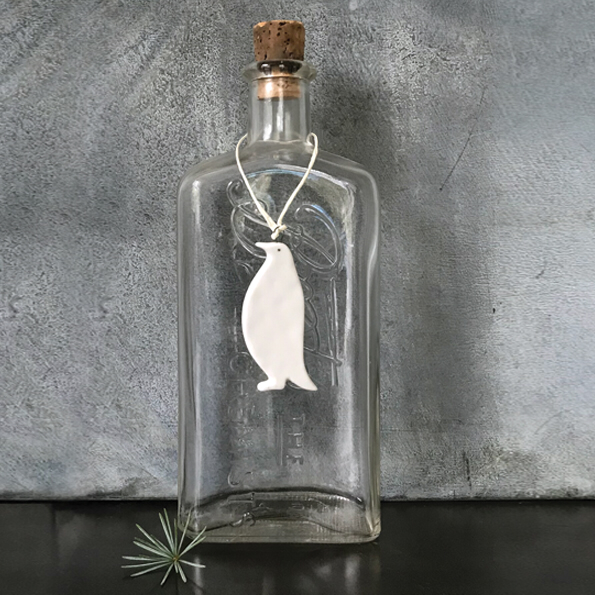 Porcelain Penguin hanging decoration