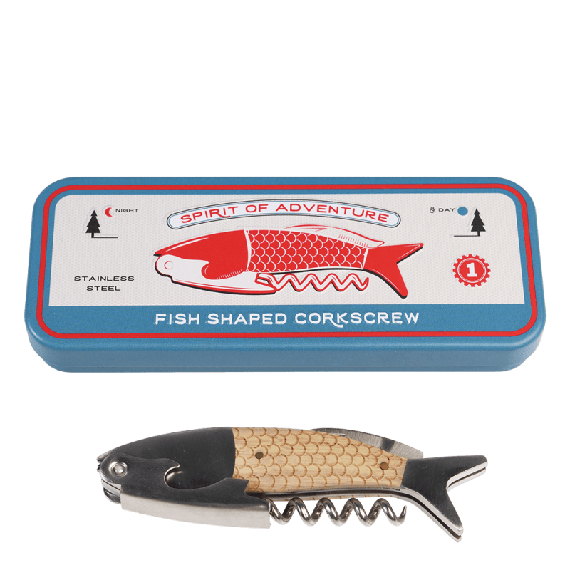 Fish shaped corkscrew in a tin - Spirit of Adventure