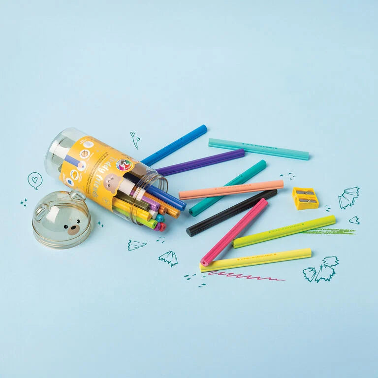 Set of 24 Colouring Pencil with Sharpener - Teddy Friends