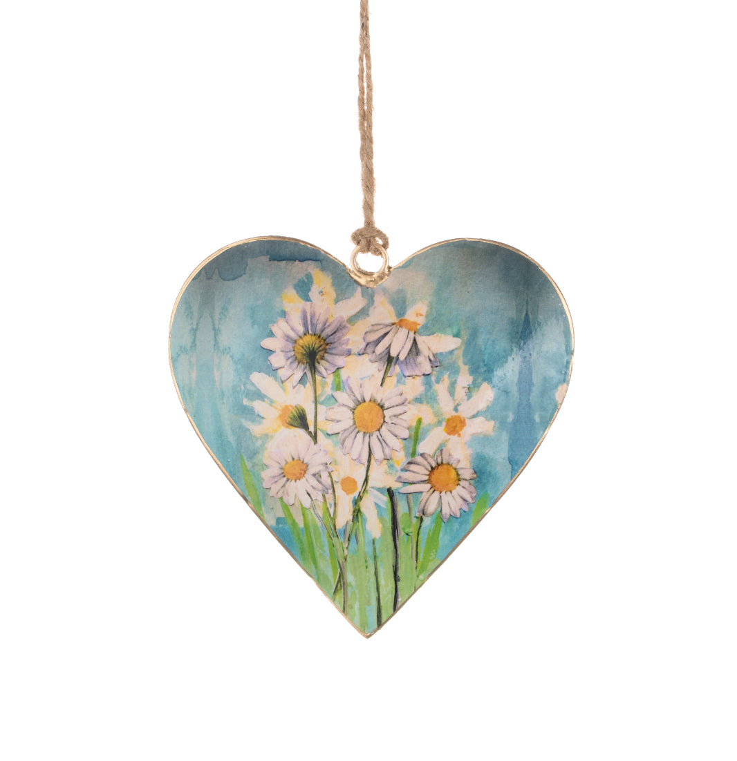 Daisy hanging tin heart