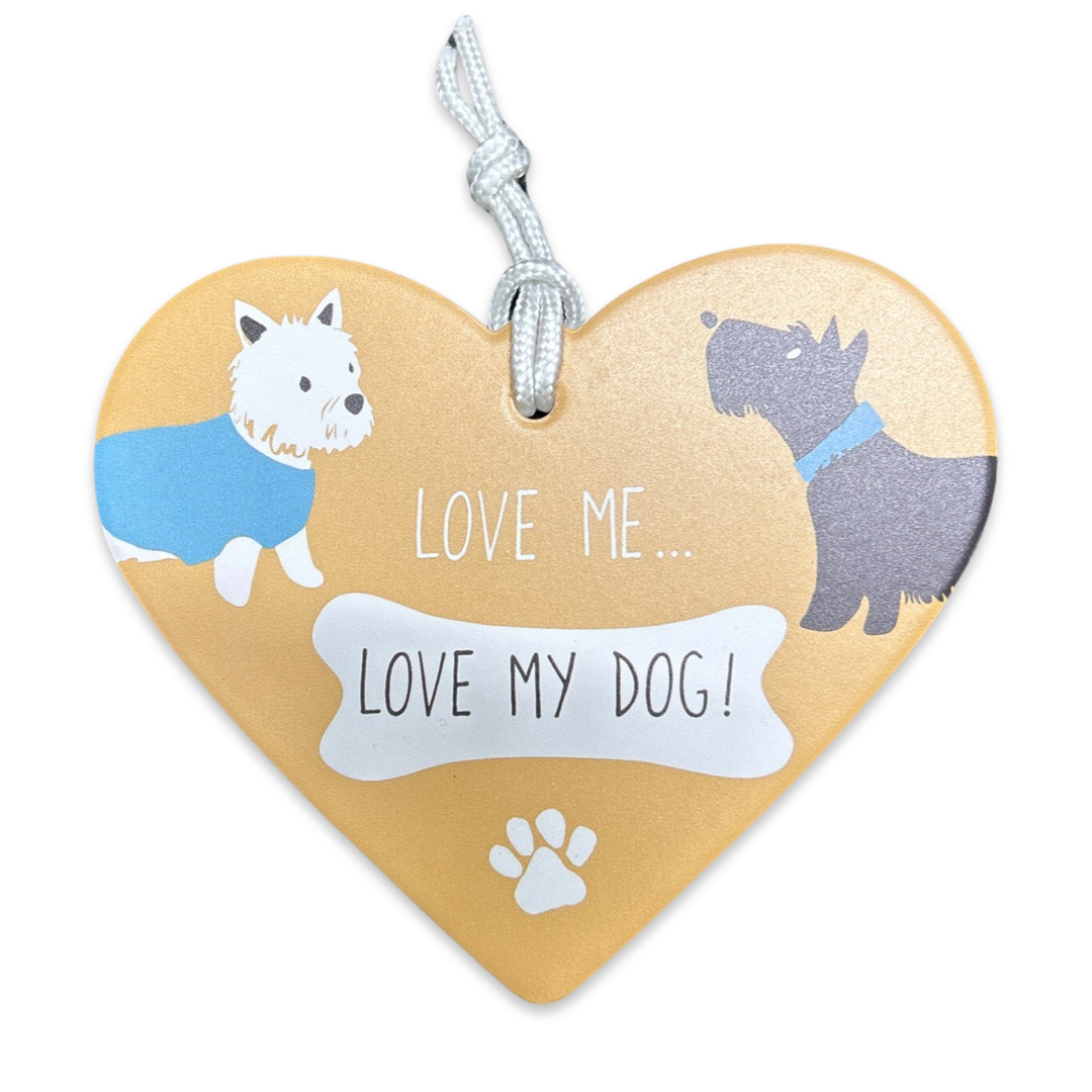 Hanging heart love me love my dog