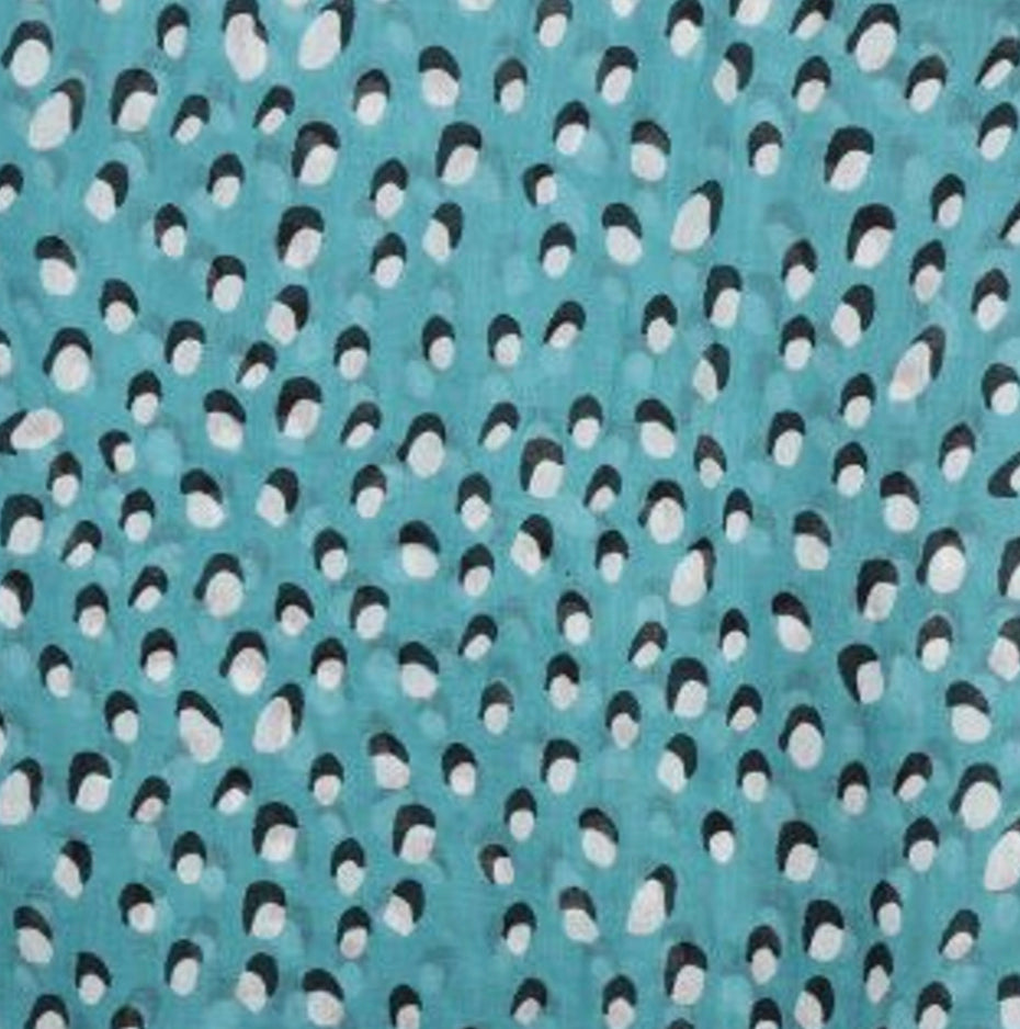 Teal scarf with white dot and shadow print by POM
