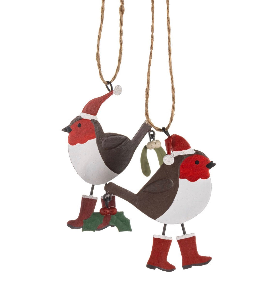 Robins in Red Wellies Hanging decoration