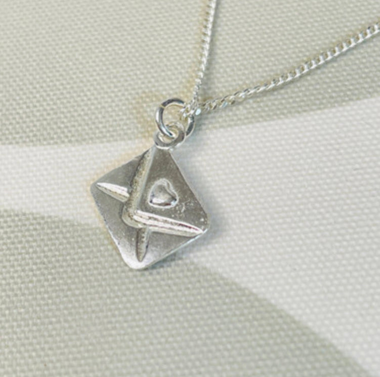 Love letter charm sterling silver necklace