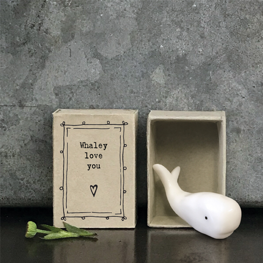 Whaley love you . Ceramic whale matchbox keepsake by East of India